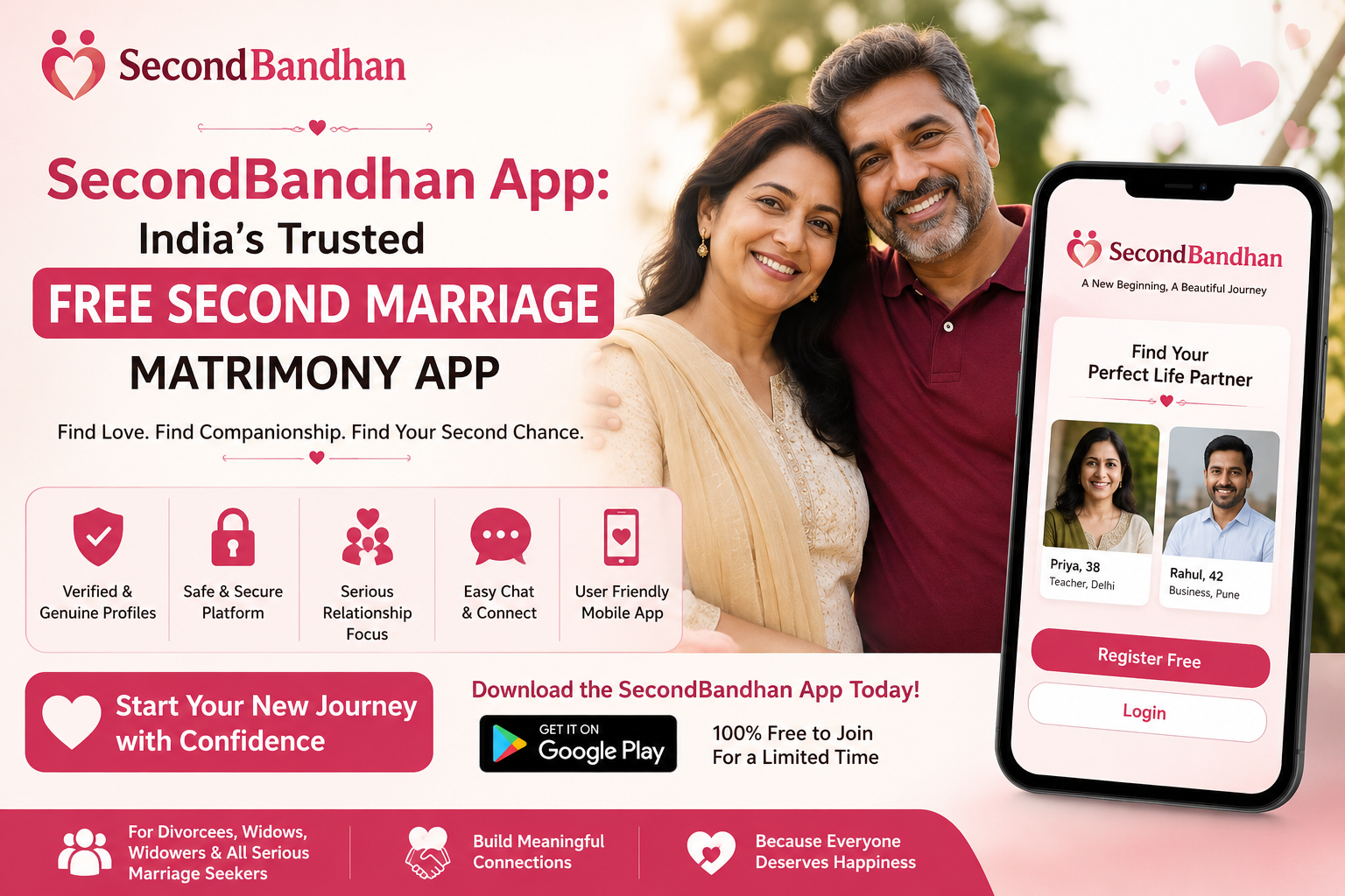SecondBandhan App: India’s Trusted Free Second Marriage Matrimony App